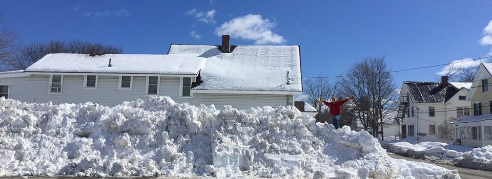 Snow pile outside the Main Street branch.